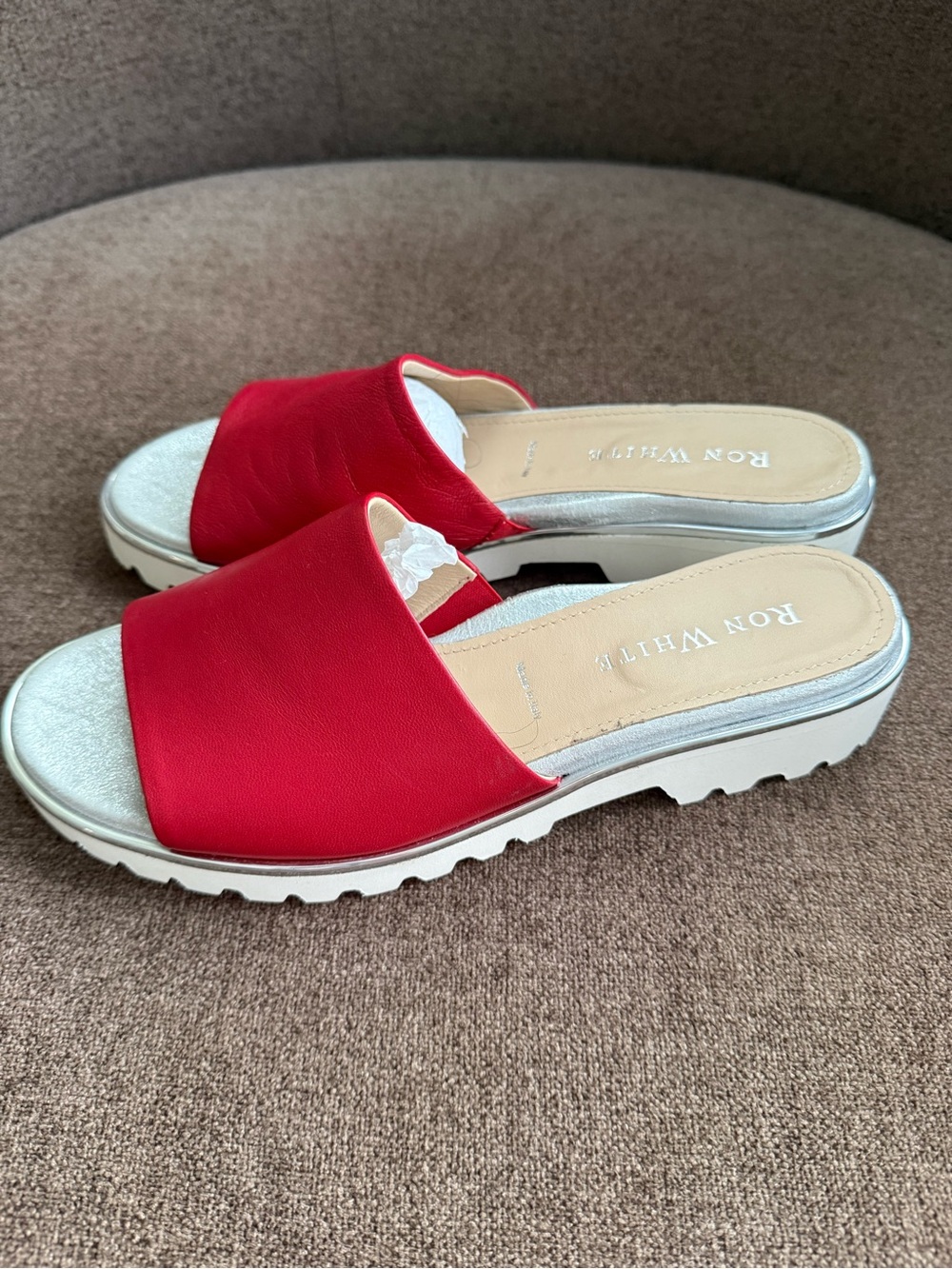 Ron White Red Slide Sandals with Cushioned White Sole sizes 40